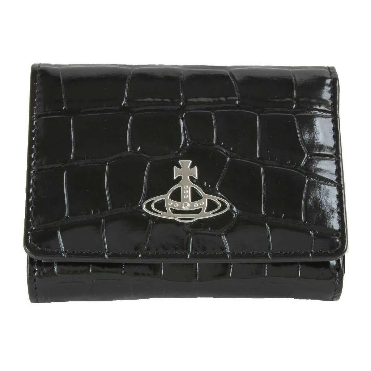 Vivienne Westwood Croc Small Frame Purse - Black sold by KJ Beckett