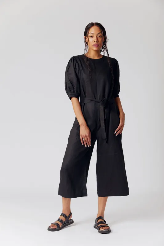 FAYE Linen Jumpsuit - Black sold by Komodo Fashion