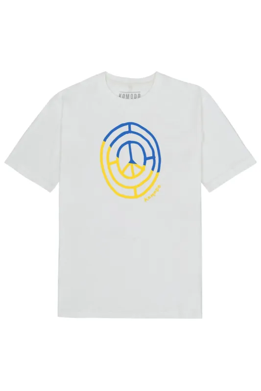 PEACE 4 UKRAINE Organic cotton mens tee - White sold by Komodo Fashion