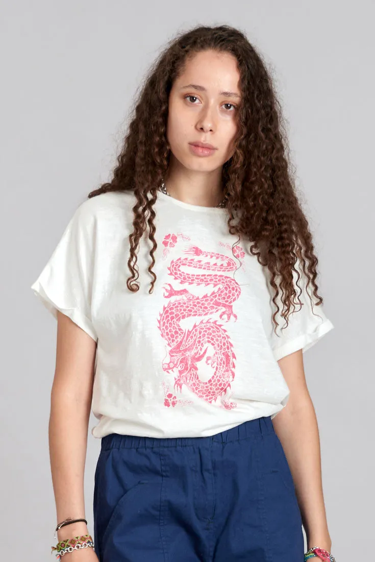 DRAGON - Organic Cotton Off White Tee sold by Komodo Fashion