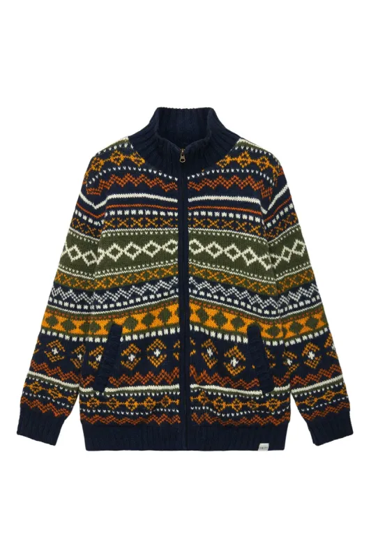 FAIR ISLE - Womens Fleece Lined Wool Jacket Navy sold by Komodo Fashion