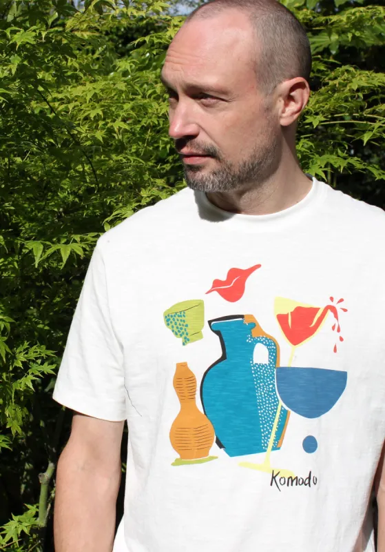 STILL LIFE Mens GOTS Organic Cotton Tee - Off White sold by Komodo Fashion