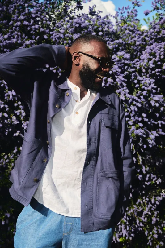 LANDON - Organic Cotton Jacket Navy sold by Komodo Fashion