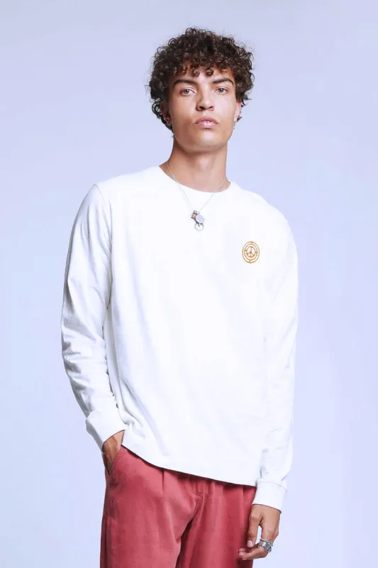 HAKON - Organic Cotton Long Sleeve Tee Off-White & Gold sold by Komodo Fashion