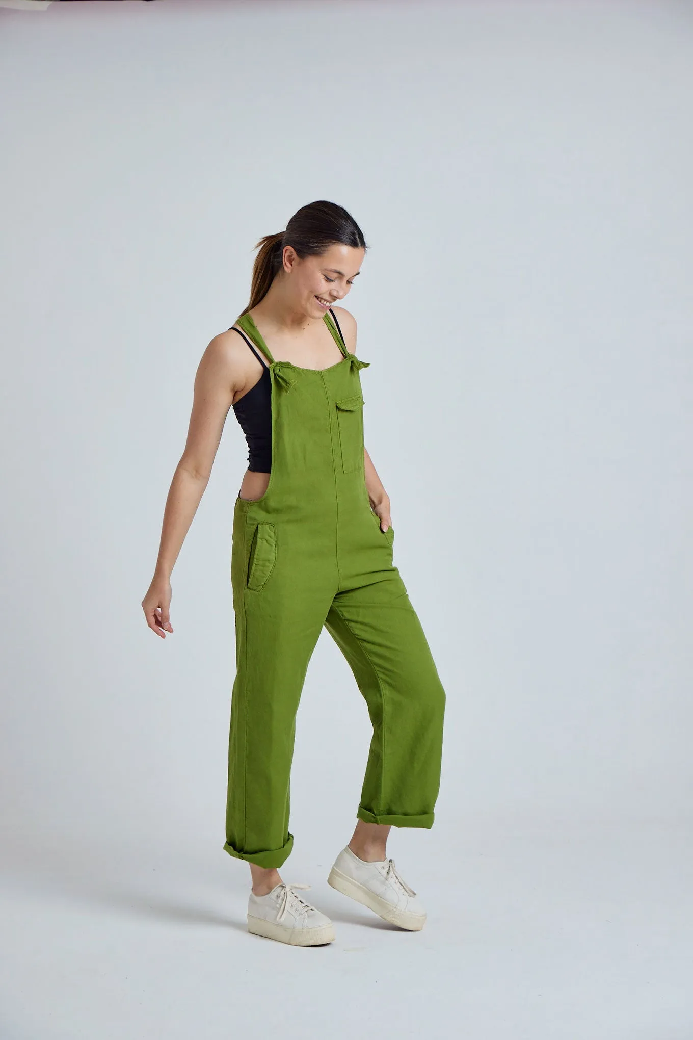 MARY-LOU Green - Organic Cotton Dungaress by Flax & Loom sold by Komodo Fashion product image thumbnail 2