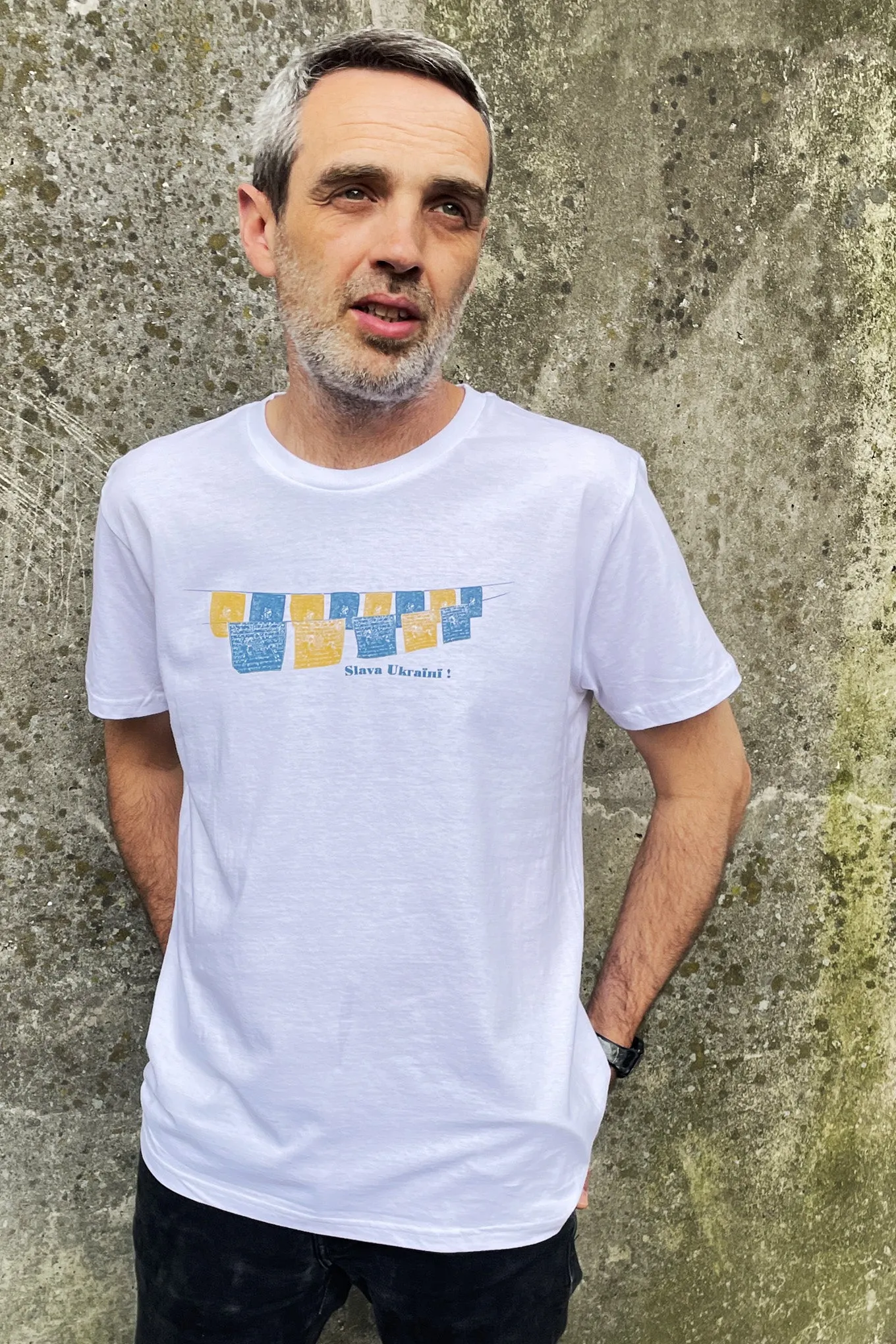 SLAVA UKRAINE! Organic cotton mens tee - White sold by Komodo Fashion product image thumbnail 2