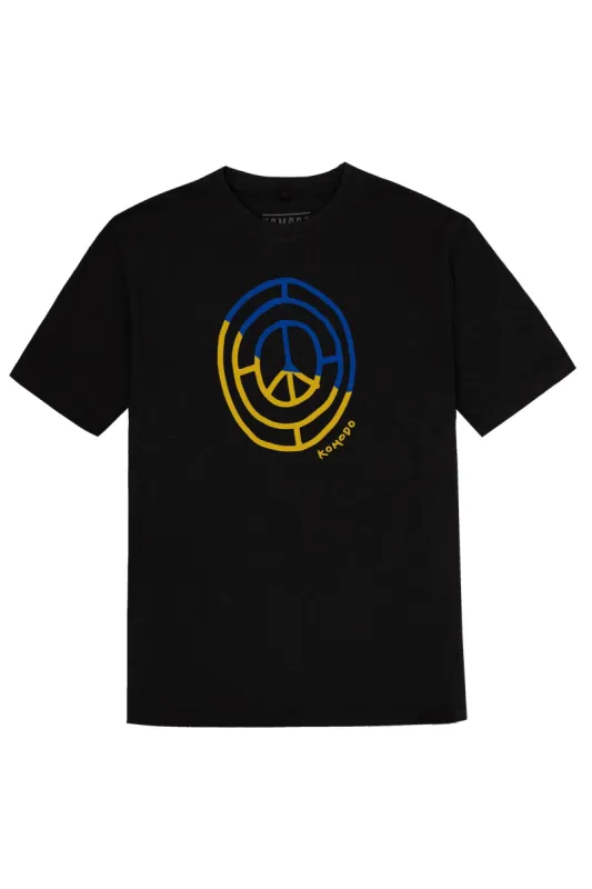 PEACE 4 UKRAINE Organic cotton mens tee - Black sold by Komodo Fashion