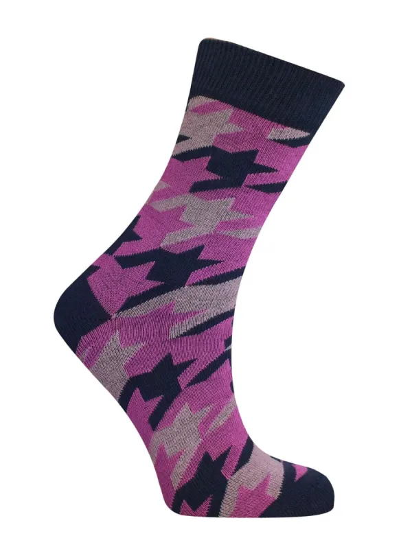 HOUNDSTOOTH  - Organic Cotton Socks Rose sold by Komodo Fashion