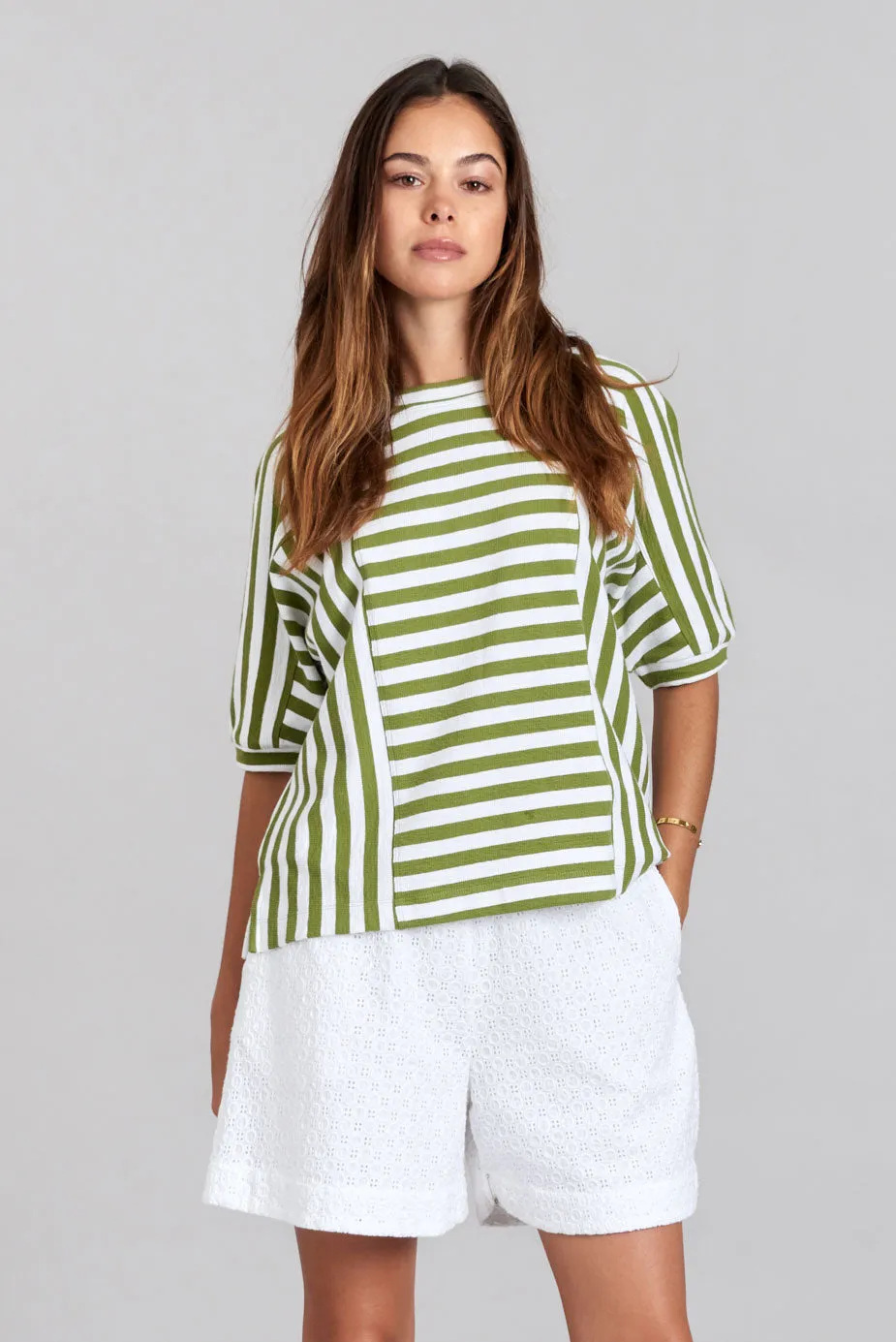 JUNIPER - Organic Cotton Top Green Stripe sold by Komodo Fashion