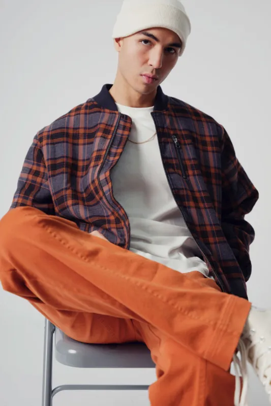 MISTY - Organic Cotton Bomber Tobacco Check sold by Komodo Fashion