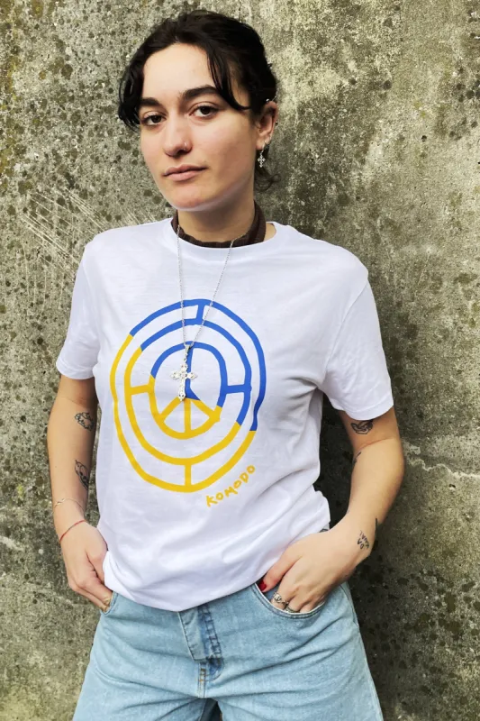 PEACE 4 UKRAINE Organic cotton womens tee - White sold by Komodo Fashion