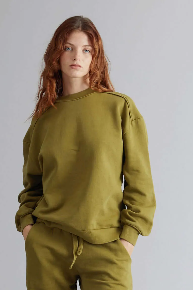 NAYLA - GOTS Organic Cotton Sweat Olive sold by Komodo Fashion