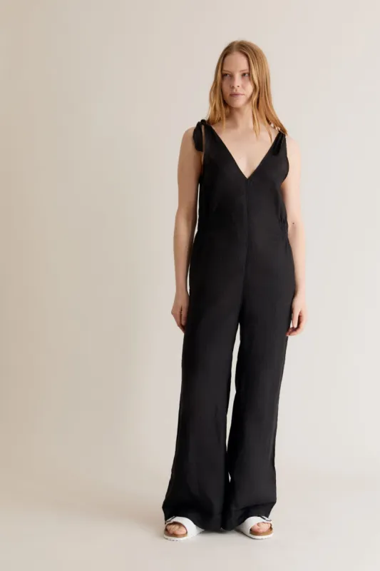 FLOSS - Linen Jumpsuit Black sold by Komodo Fashion