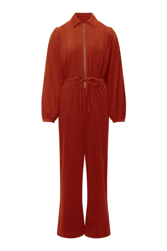 AMRITA Organic Cotton Corduroy Jumpsuit - Terracotta sold by Komodo Fashion