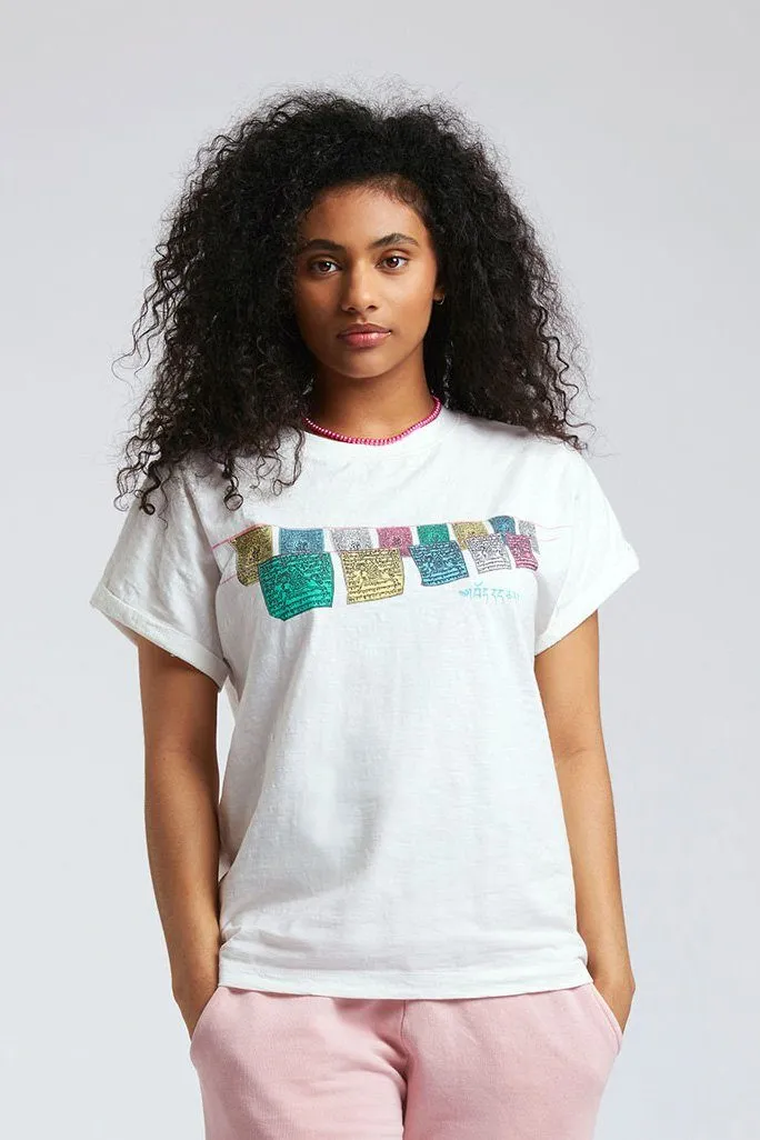 SUNRISE FREE TIBET - GOTS Organic Cotton Tee Off White sold by Komodo Fashion