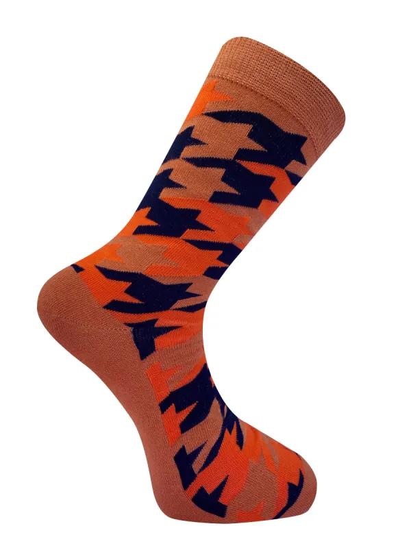 HOUNDSTOOTH - GOTS Organic Cotton Socks Orange sold by Komodo Fashion