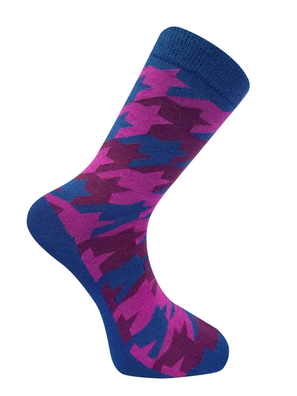 HOUNDSTOOTH - GOTS Organic Cotton Socks Blue sold by Komodo Fashion