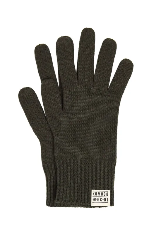 NAIE - GOTS Organic Cotton & Cashmere Gloves Dark Khaki sold by Komodo Fashion