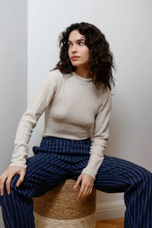 YAKA Handwoven Cotton Trouser - Blue Stripe sold by Komodo Fashion