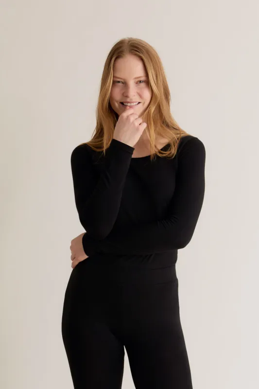 DARCEY Top - GOTS Organic Cotton Black sold by Komodo Fashion
