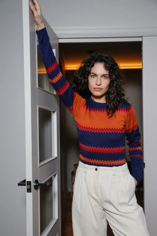 MISTY TOP - Chevron Blue sold by Komodo Fashion