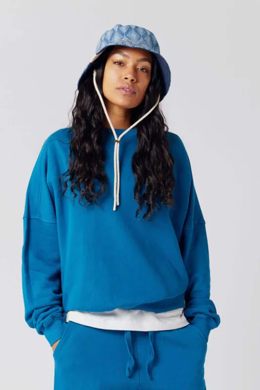 DAWN BALLOON GOTS Organic Cotton Crewneck Teal Blue sold by Komodo Fashion
