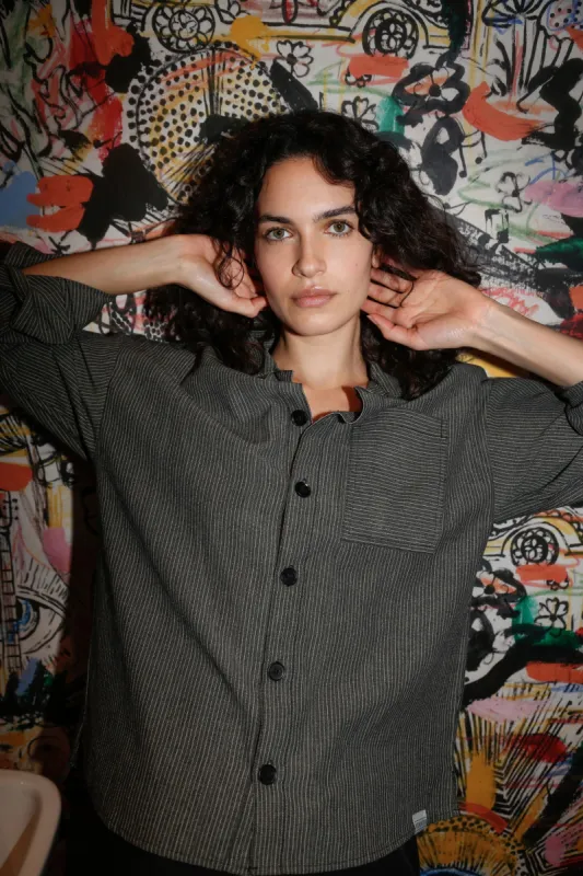 HANAKO Handwoven Cotton Shirt - Monochrome Stripe sold by Komodo Fashion