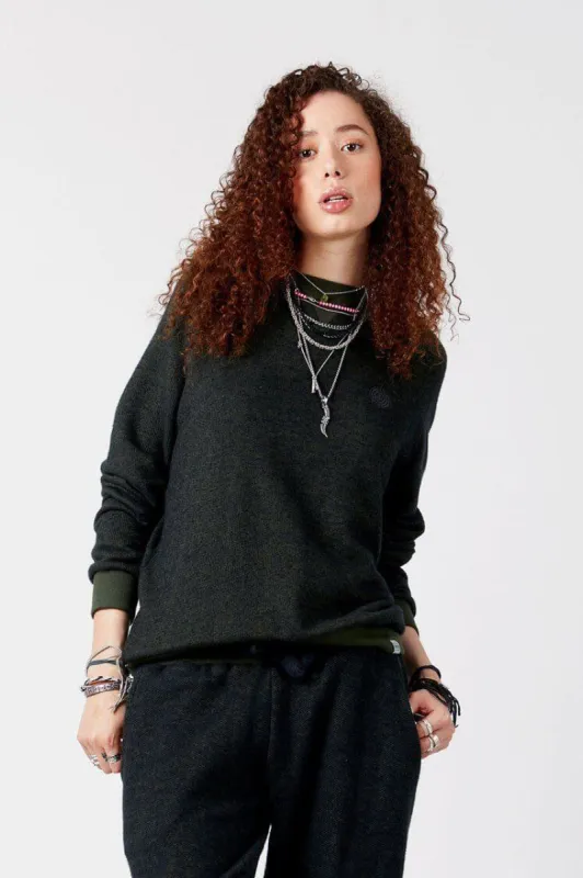ANTON Women's - Organic Cotton Melange Crew Green sold by Komodo Fashion