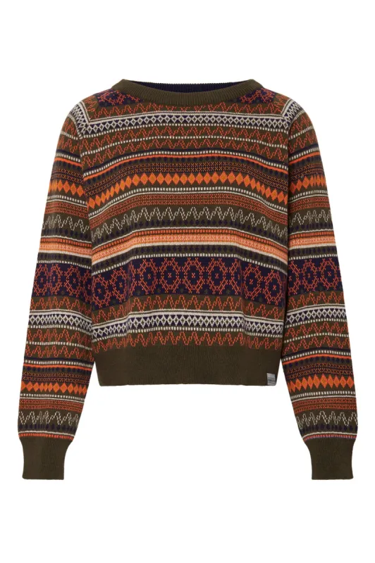 FAIR ISLE - Organic Cotton Jumper Khaki sold by Komodo Fashion