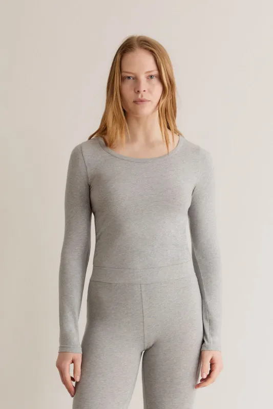 DARCEY Top - GOTS Organic Cotton Grey sold by Komodo Fashion