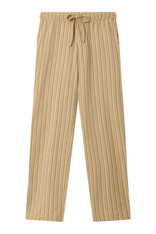JOSHUA - Organic Cotton Trouser - Brown Stripe sold by Komodo Fashion
