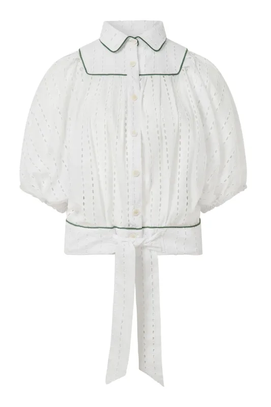 MAGIC - Organic Cotton Broderie Anglaise Blouse - White sold by Komodo Fashion