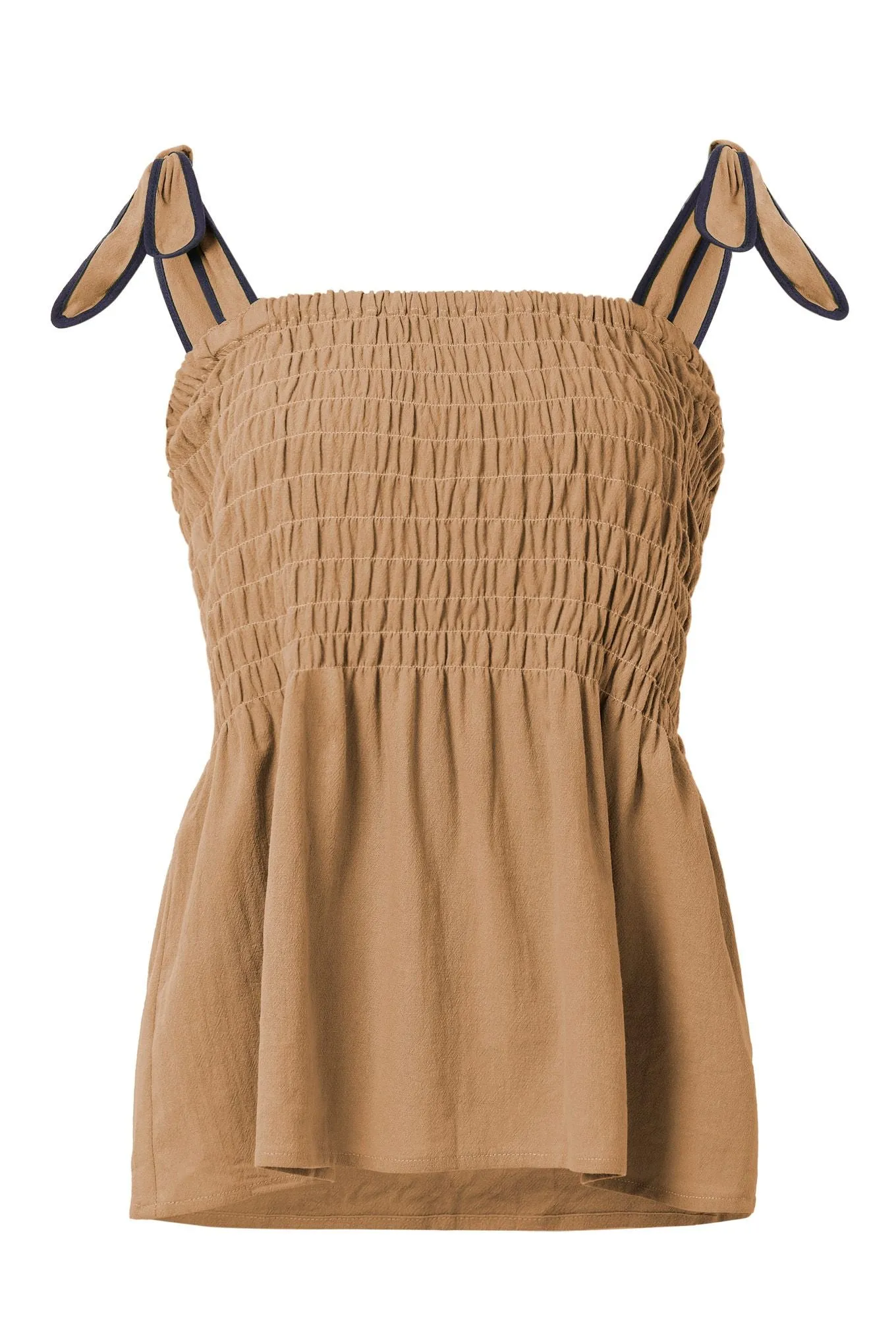 GAIA - Organic Cotton Seersucker Vest - Tan sold by Komodo Fashion