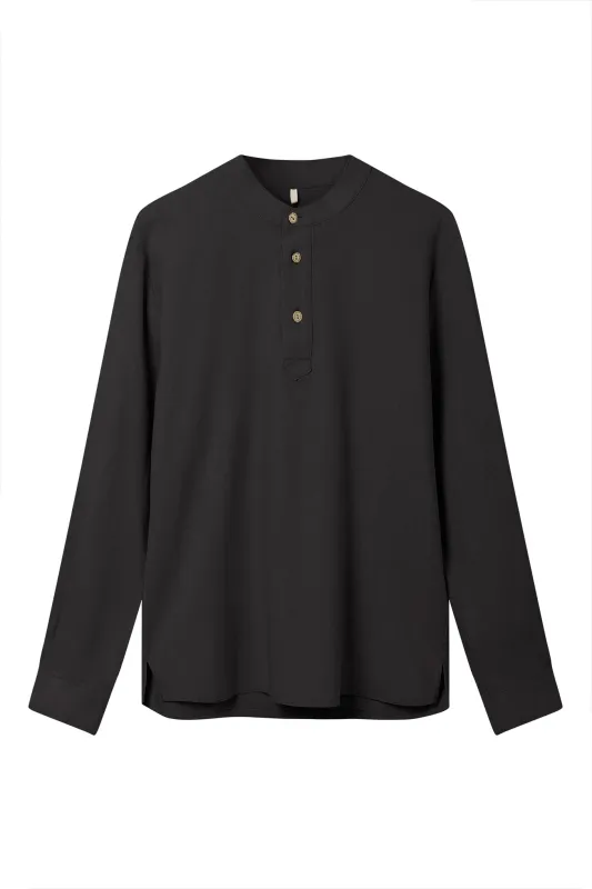 ELIJAH - Organic Linen Cotton Shirt - Black sold by Komodo Fashion