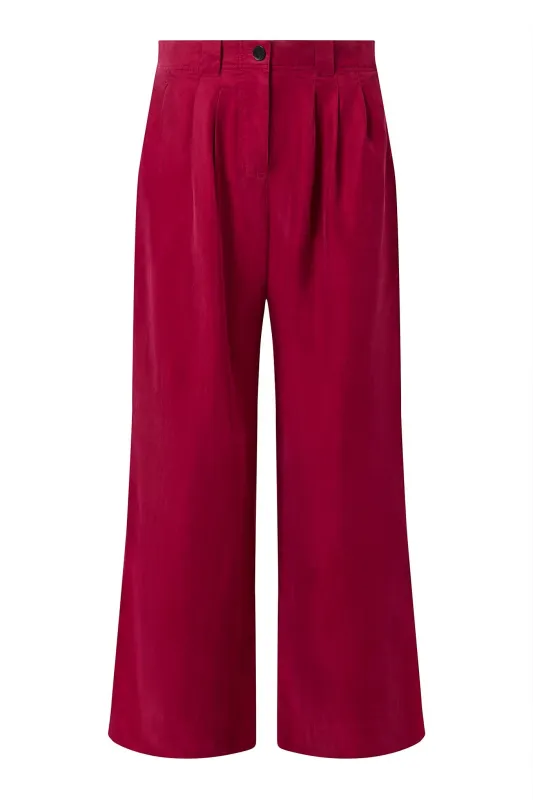 LOLA - Cupro Trousers - Berry sold by Komodo Fashion