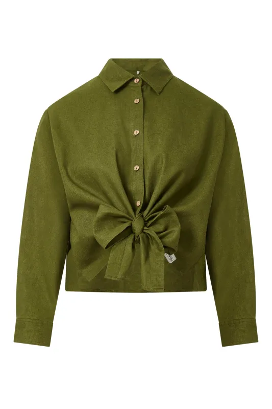 JUNGLE - Organic Linen Cotton Shirt - Khaki sold by Komodo Fashion