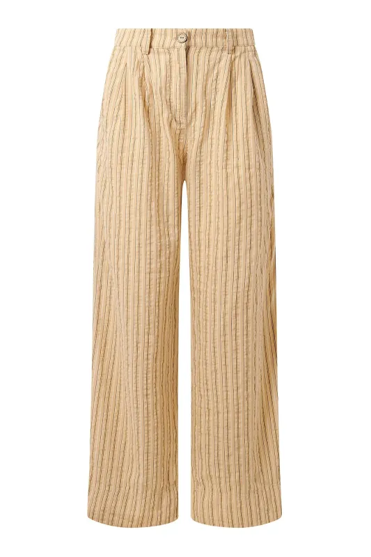 LION - Organic Cotton Trouser - Oat Stripe sold by Komodo Fashion