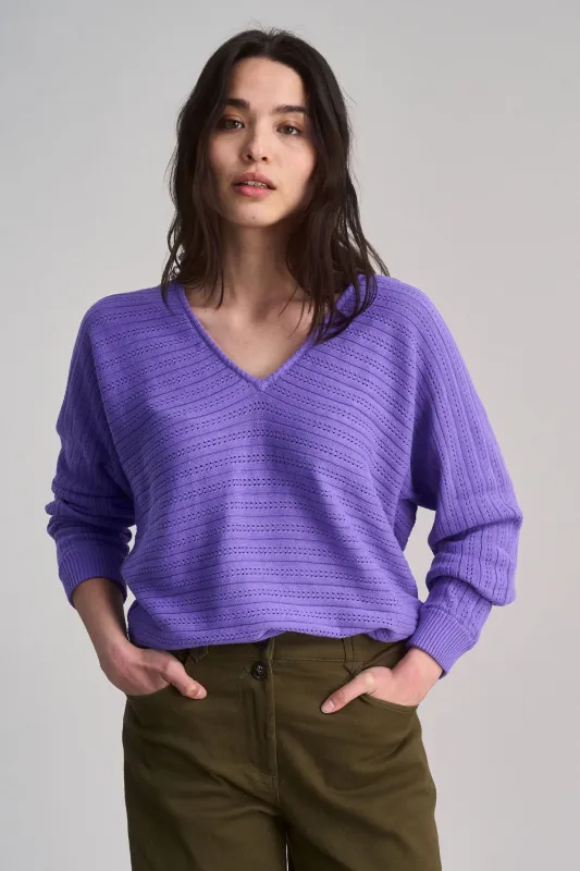 CLOVER - Pointelle Knit Organic Cotton Jumper - Lavender sold by Komodo Fashion