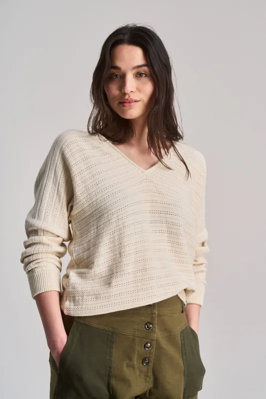 CLOVER - Pointelle Knit Organic Cotton Jumper - Cream sold by Komodo Fashion