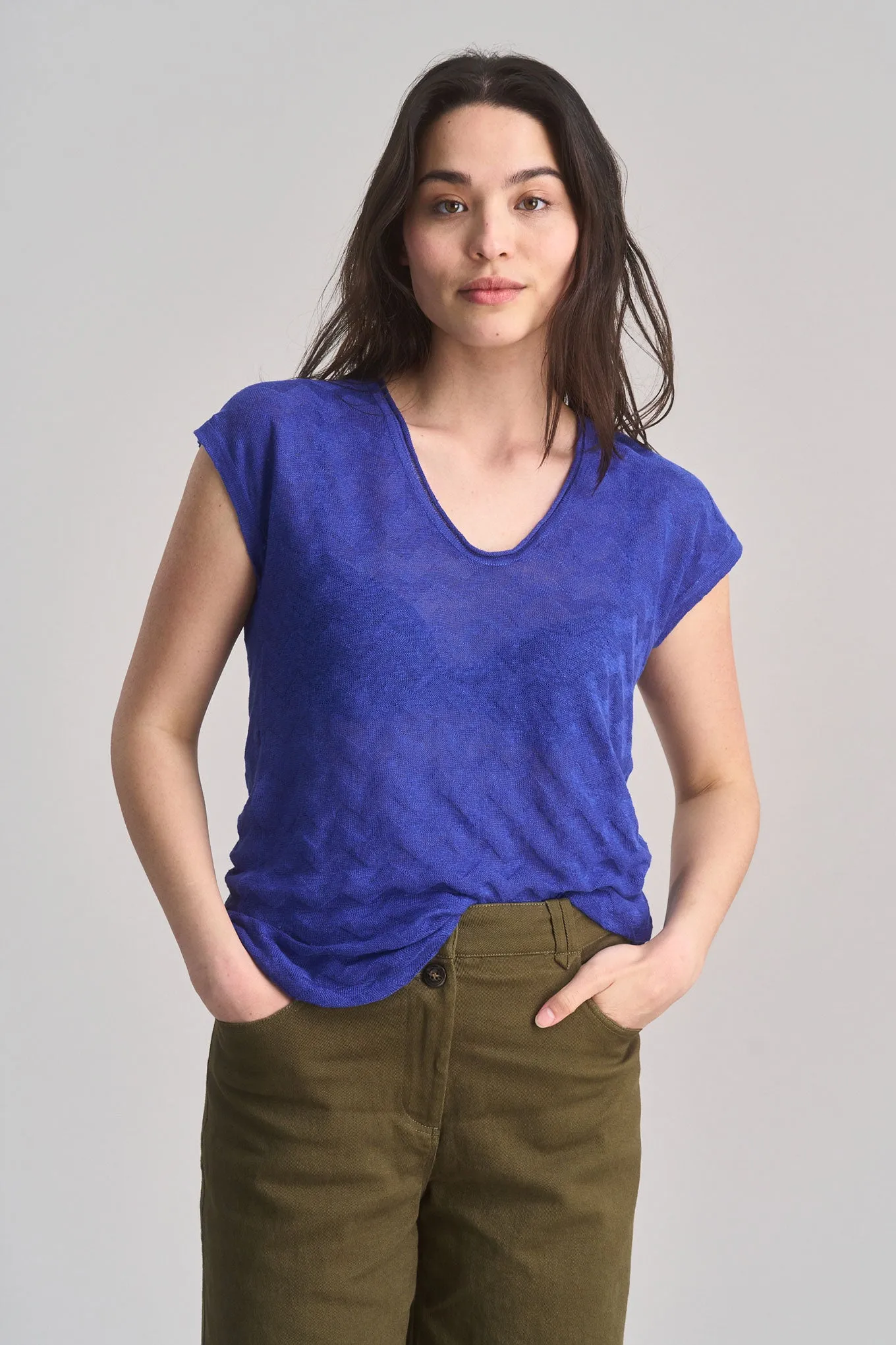 POLLY Organic Cotton Vest - Blue sold by Komodo Fashion