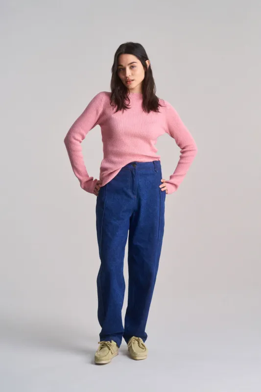 WASABI - Organic Cotton Rib Jumper - Pink sold by Komodo Fashion