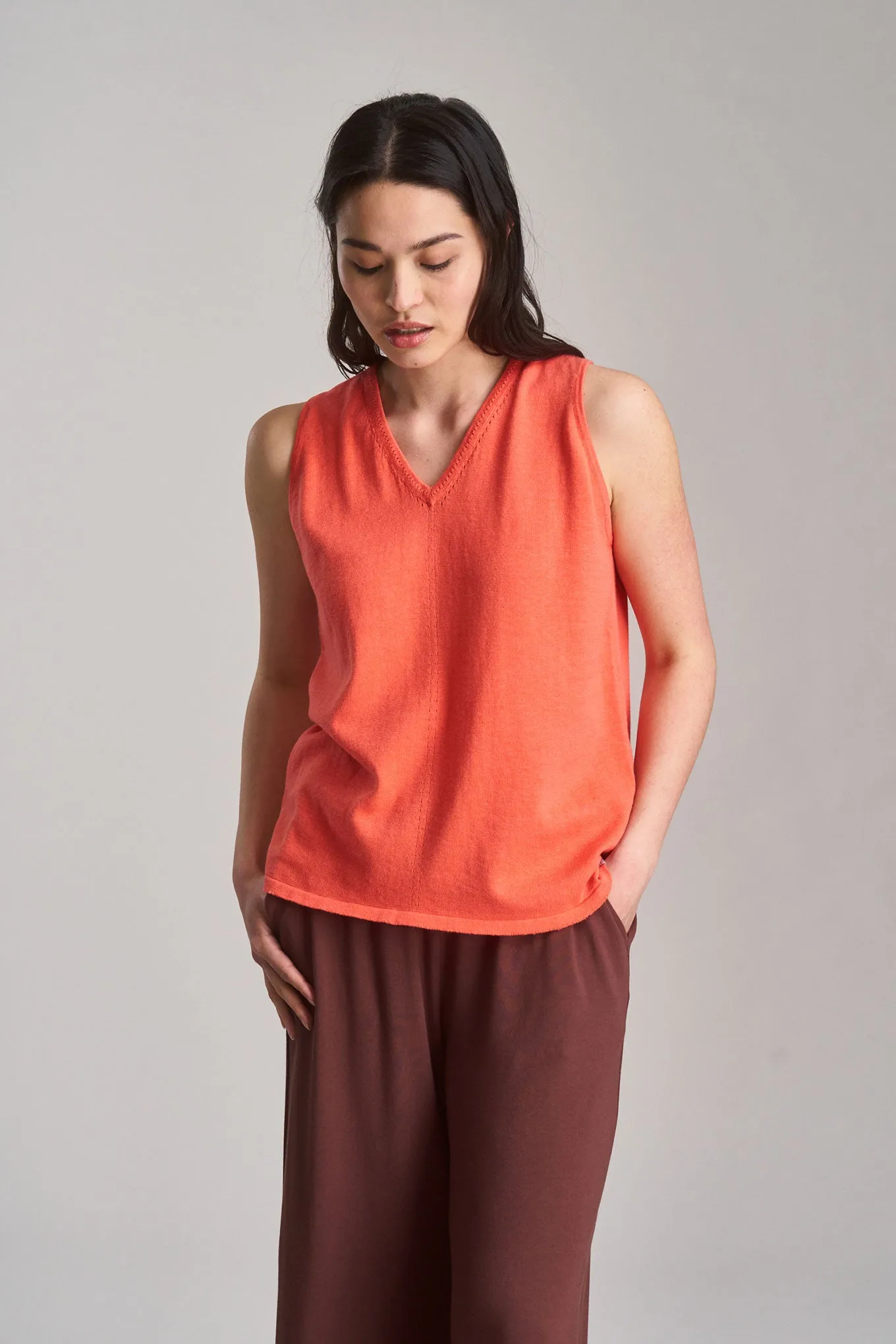 MALA - Organic Linen Blend Vest - Pink sold by Komodo Fashion