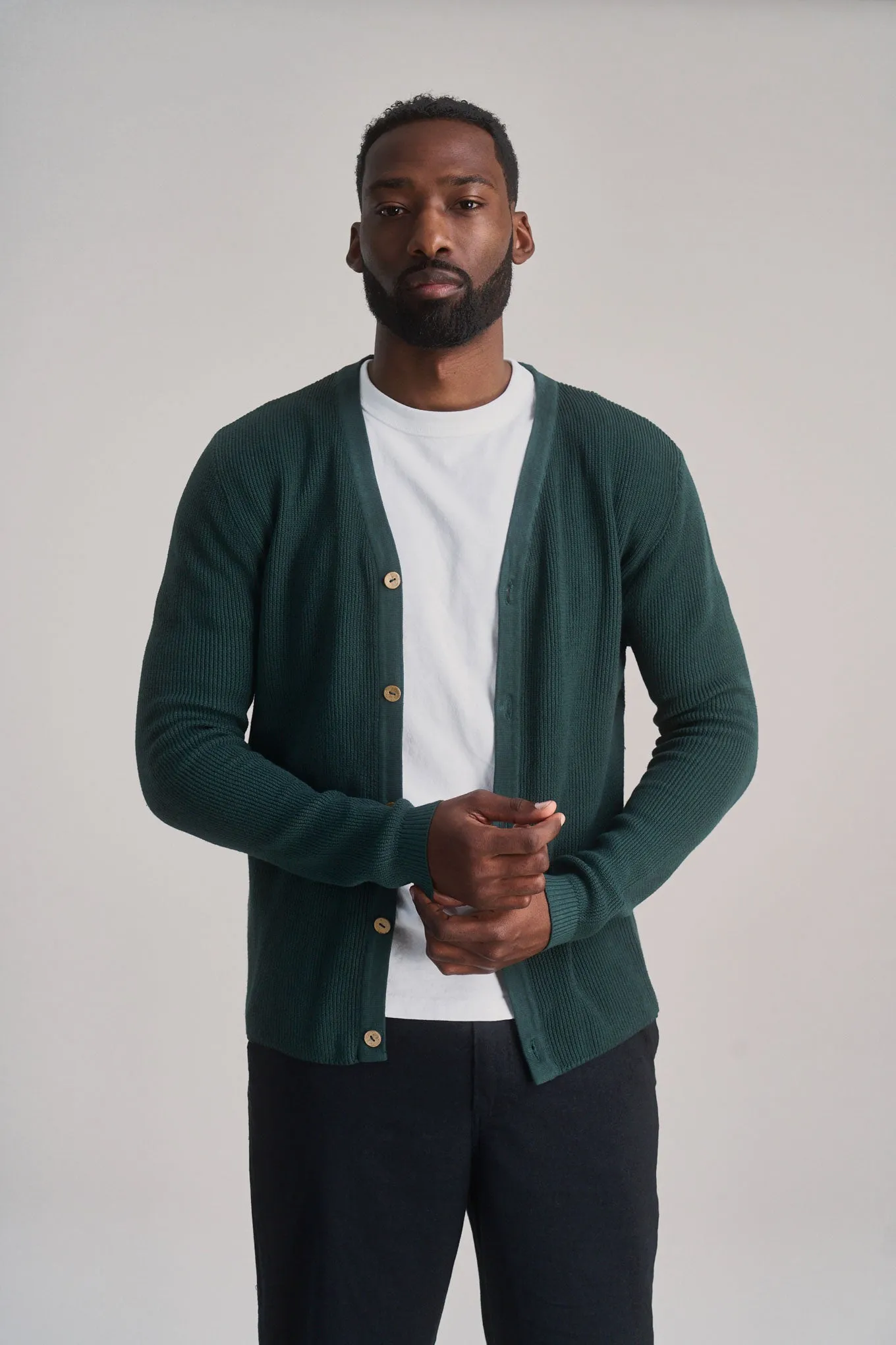 LUCAS - Organic Cotton Cardigan Dark Green sold by Komodo Fashion