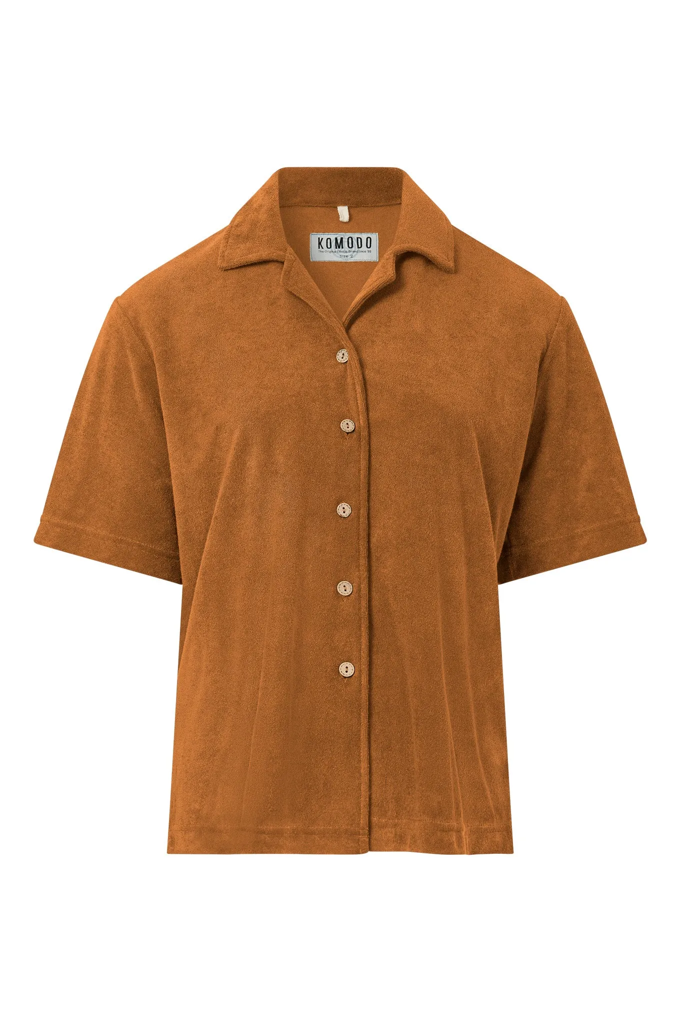 OCEAN - Organic Cotton Blend Terry Towelling Shirt - Golden Brown sold by Komodo Fashion