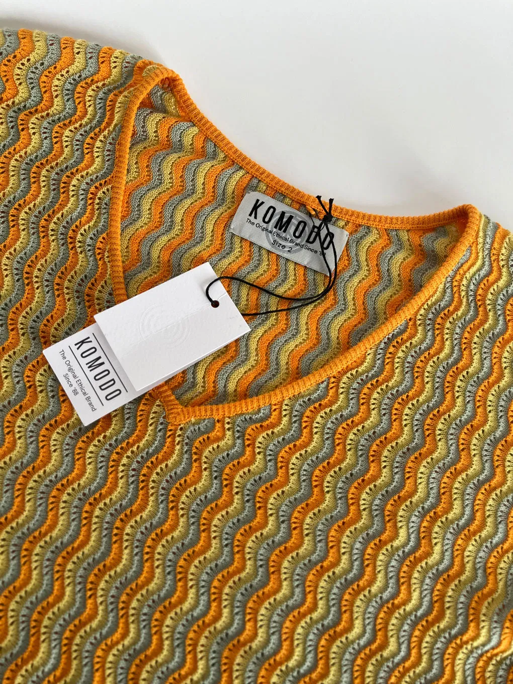 CLOVER - Pointelle Knit Organic Linen Jumper - Sunshine Wave sold by Komodo Fashion product image thumbnail 2