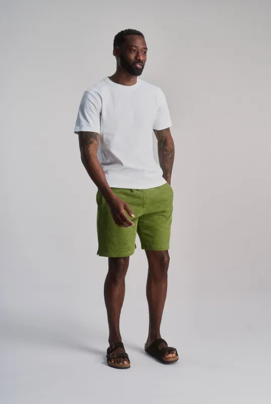 CALUM - Organic cotton shorts - Green melange sold by Komodo Fashion