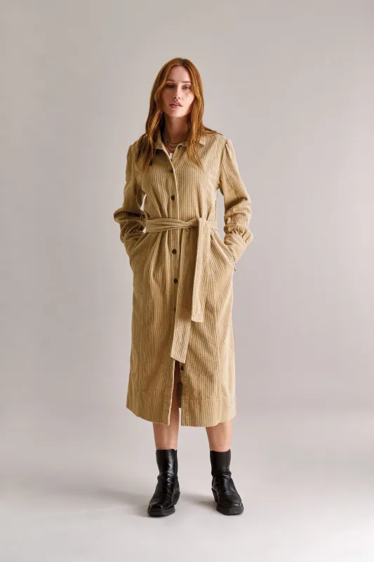 HARITTI Organic Cotton Cord Dress - Croissant sold by Komodo Fashion