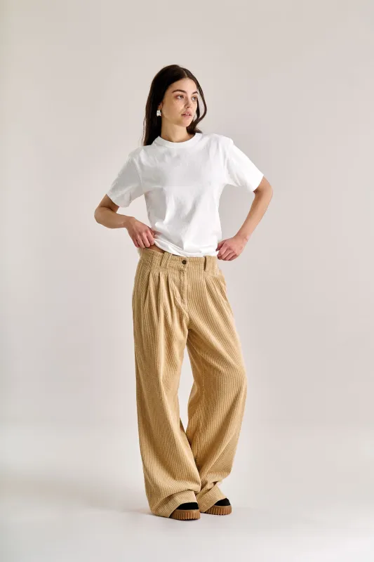 LOLA LILLY Organic Cotton Cord Trouser - Croissant sold by Komodo Fashion