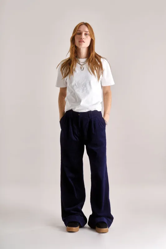 LOLA Organic Cotton Cord Trouser - Navy sold by Komodo Fashion
