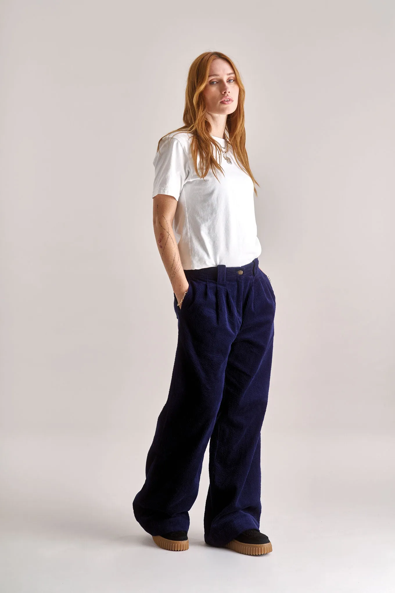LOLA LILLY Organic Cotton Cord Trouser - Navy sold by Komodo Fashion product image thumbnail 2
